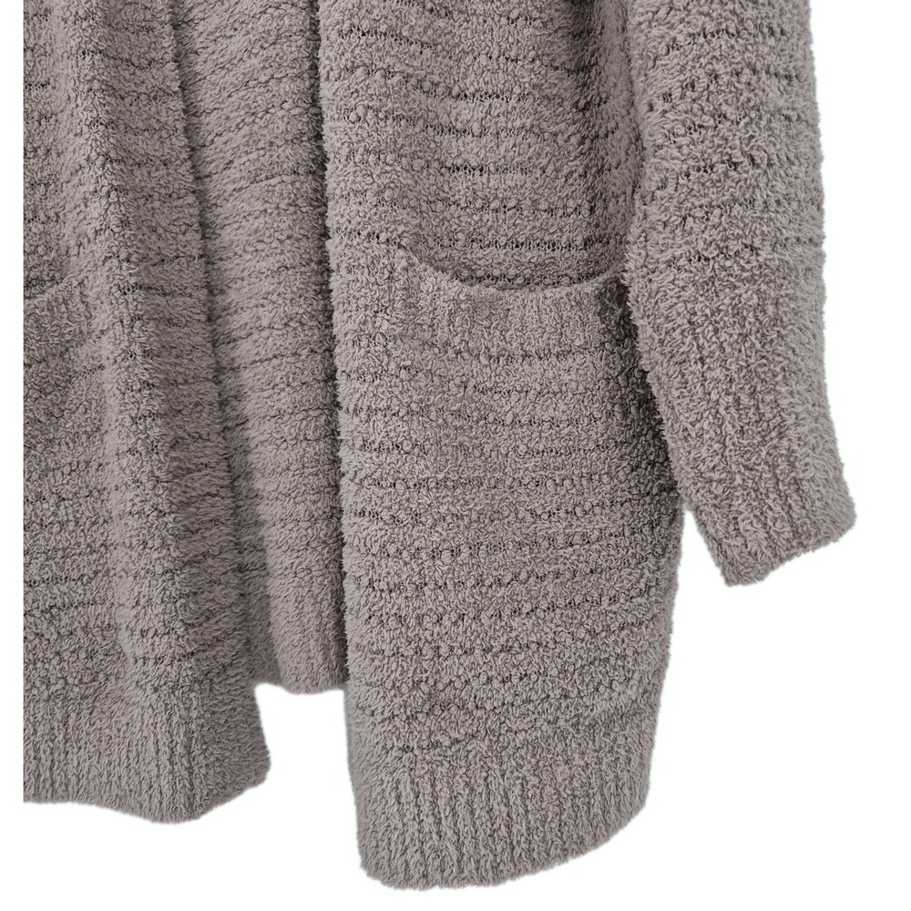 Barefoot Dreams CozyChic Boucle Welt Pocket Cardigan Sweater Taupe Sz S - Picture 5 of 11
